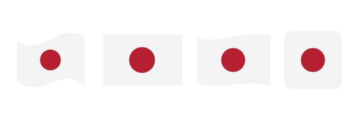Set of japan flag button Japanese flag, minimalist design, red circle, white background, national symbol, geometric simplicity, iconic imagery, patriotic emblem, rising sun motif