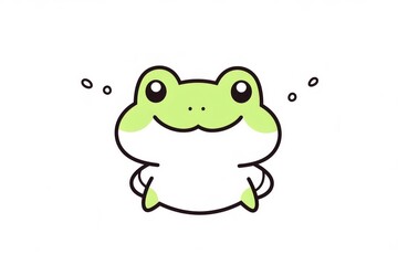 Obraz premium Cute cartoon frog icon with simple bold black line art, minimalist vector doodle style for kids’ coloring book clipart