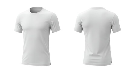Fototapeta premium Front and back view of a white tshirt isolated on a white background