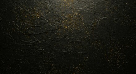 Textured Dark Stone Background with Golden Glitter