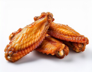 crispy chicken wings with a golden brown coating white background