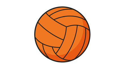 Orange volleyball with textured surface design on white background. Water polo ball  