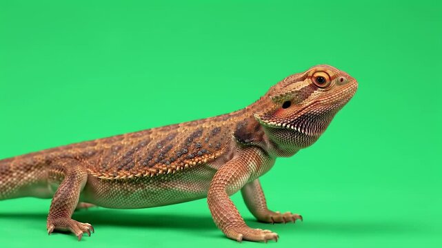 Bearded Dragon Portrait on Green Screen