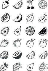 Mixed Fruits Icons Vector Sheet &ndash; Fresh Tropical Clipart Set