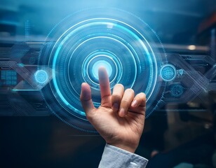 hand pushing on touch screen interface