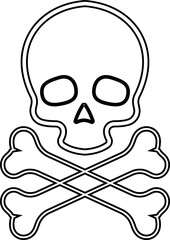 Human skull and crossbones. Death, danger or poison symbol. Flat style concept vector illustration icon for signs, apps, and websites medical illustration, silhouette isolated on white background.
