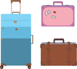 set of suitcases ,suitcases travel hand drawn,Travel bag,collection of vintage suitcase, suitcase on wheels illustration on white background