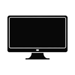 Fototapeta premium Modern flat screen computer monitor silhouette isolated on white background