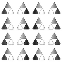 A seamless pattern with a geometric triangle motif with vertical stripes, ideal for backgrounds, textures, packaging, or graphic design.