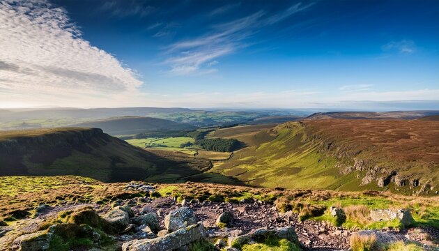 a beautiful landscape view from the top of a mountain in yorkshire hike to roseberry topping near teesside