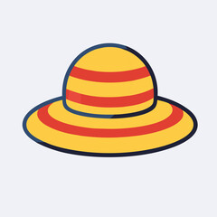 Beach hat vector icon in flat style