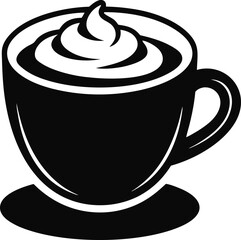 Cappuccino Mug with Latte Art Icon Vector