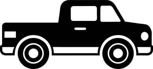 Pickup Truck Icon Black and White Illustration