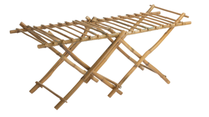 Bamboo drying rack folding type background isolated on a Transparent background, PNG file.