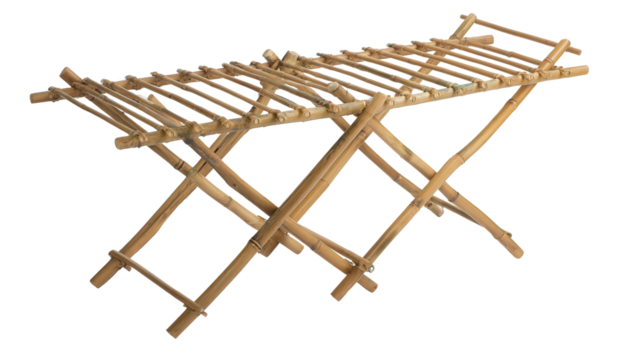 Bamboo drying rack folding type background isolated on a Transparent background, PNG file.