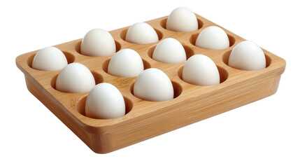 Bamboo egg holder tray background isolated on a Transparent background, PNG file.