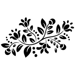 Floral vector design with black flowers and leaves