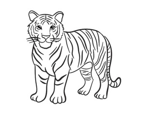 dynamic tiger line art with curled design