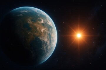 Fototapeta premium Earth and its celestial companion in a cosmic dance