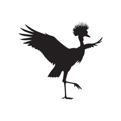 Obraz premium Black crowned crane silhouette isolated on white background. Crane icon vector illustration design