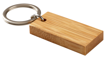 Bamboo name tag keychain background isolated on a Transparent background, PNG file.