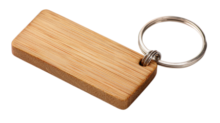 Bamboo name tag keychain background isolated on a Transparent background, PNG file.