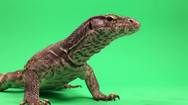 Monitor Lizard Profile on Green Screen