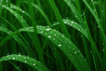 Naklejka premium A Close-Up of Fresh Grass with Water Droplets