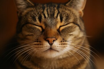 Obraz premium A Serene Domestic Cat Enjoying a Moment of Peaceful Slumber