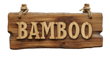Bamboo placard engraved text background isolated on a Transparent background, PNG file.