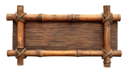 Bamboo placard engraved text background isolated on a Transparent background, PNG file.