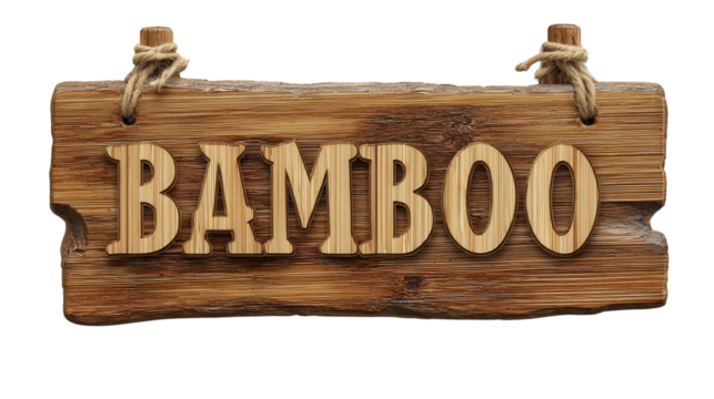 Bamboo placard engraved text background isolated on a Transparent background, PNG file.