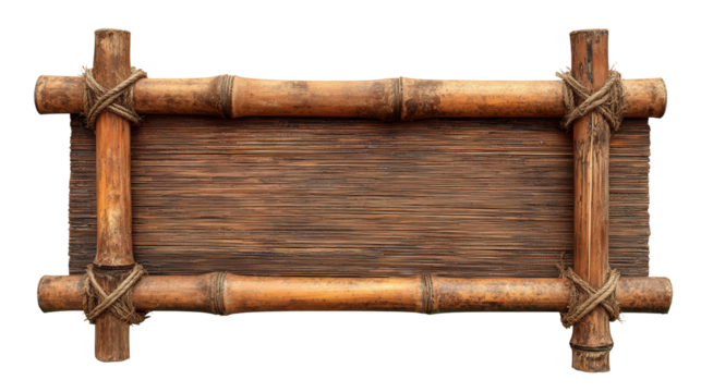 Bamboo placard engraved text background isolated on a Transparent background, PNG file.