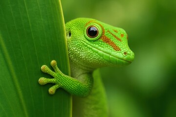 Fototapeta premium A Lizard's Secret Hideaway in the Leafy Jungle