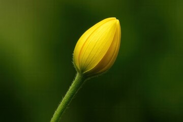 A Yellow Daisy in Full Bloom Against a Green Backdrop