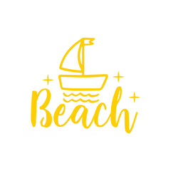 Beach typography clip art design on plain white transparent isolated background for card, shirt, hoodie, sweatshirt, apparel, tag, mug, icon, poster or badge
