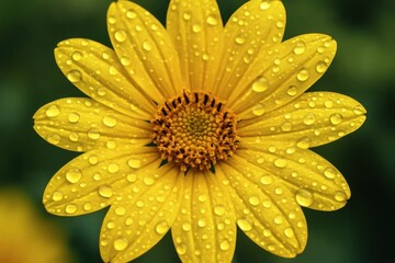 A Close-Up of a Dew-Kissed Sunflower in Full Bloom