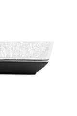 Textured rectangular serving tray with silver rim and black base isolated on transparent background