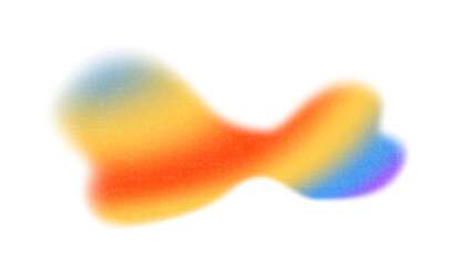 Vibrant Abstract Gradient Blob with Rainbow Colors and Grunge Texture on Transparent Background