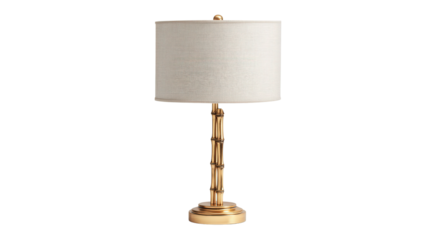 Bamboo table lamp with linen shade background isolated on a Transparent background, PNG file.