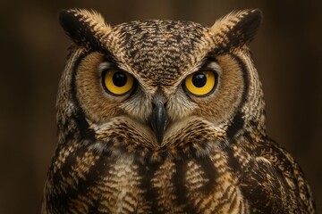 The Piercing Eyes of a Barn Owl Against a Dark Backdrop