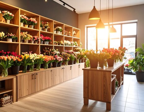 Modern flower shop interior - Powered by Adobe