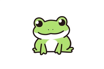 Obraz premium Simple cute frog character line drawing bold black thick outline minimalistic flat vector logo children’s book illustration
