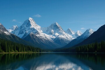 A Serene Lake in the Mountain Range