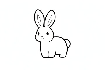 Obraz premium Simple cute rabbit line drawing bold black outline vector clipart minimalistic doodle style kids coloring page