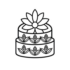 Wedding cake vector illustration with cherries pink decoration sweet dessert celebration
