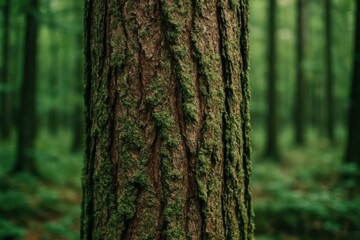 Obraz premium A Close-Up of a Moss-Covered Tree Stump in a Forest