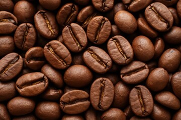 An intricate tapestry of roasted coffee beans, each with its own unique story etched into its surface by the artisanal craftsmanship