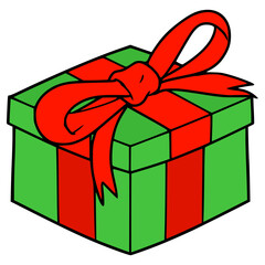 green gift box illustration hand drawn isolated vector