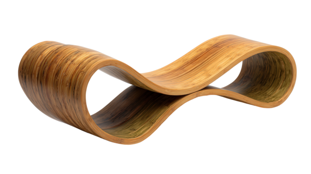 Bamboo wine bottle holder curve shape background isolated on a Transparent background, PNG file.